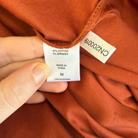 New York & Company Rust Shirt Dress Midi Long Sleeve Collared Belted M - Picture 9 of 9